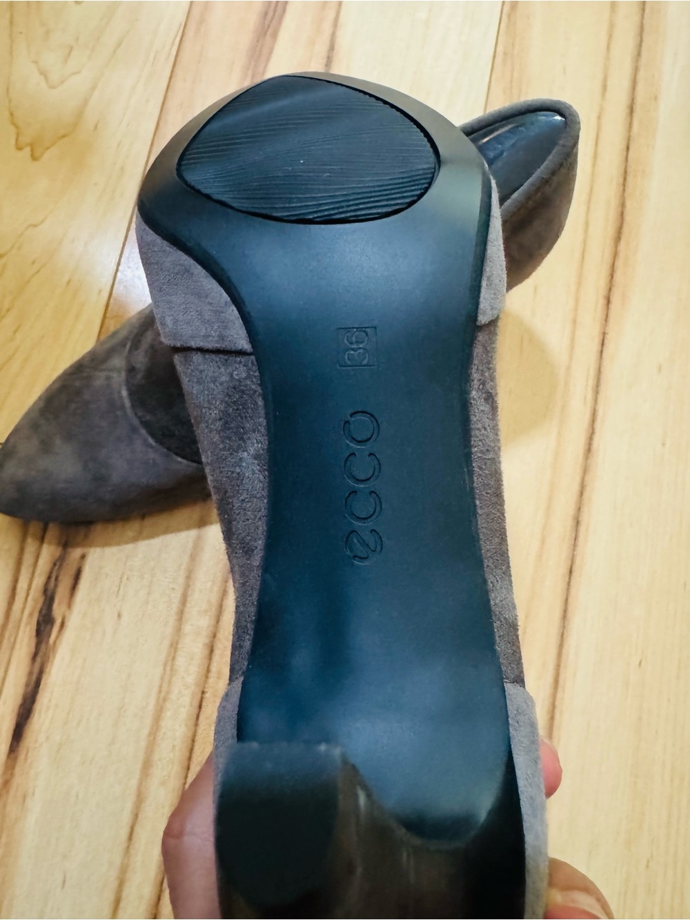 Ecco Two-Tone Gray Suede Pointed Toe Ankle Booties - Picture 4 of 5